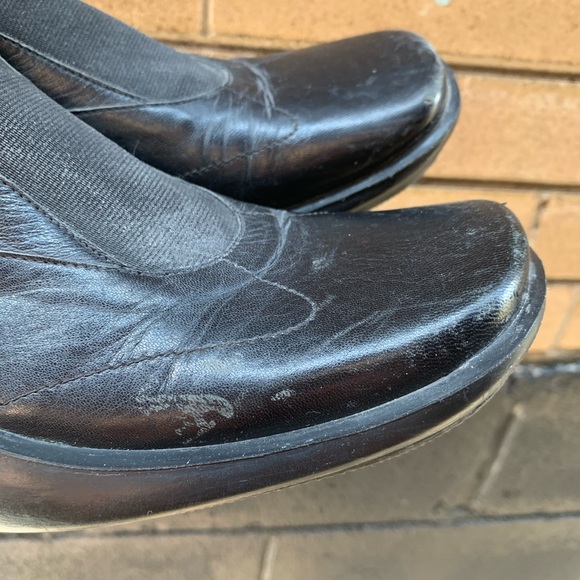 vintage 90s black leather platform slip on shoes - Picture 3 of 12